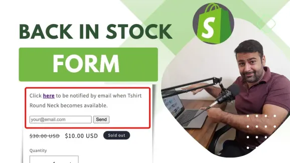 Image related to back in stock notification form on shopify – without any app