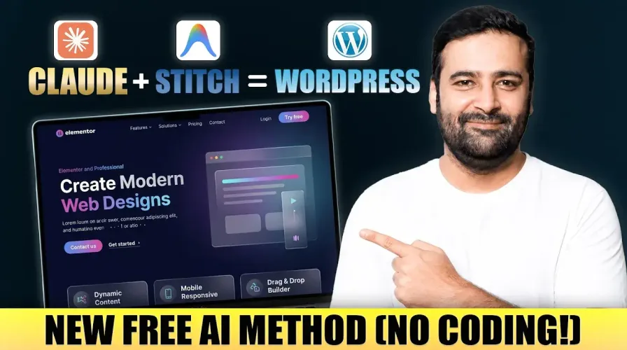 [Claude + Stitch = WordPress] – How To Build WordPress Elementor Website using FREE AI Tools