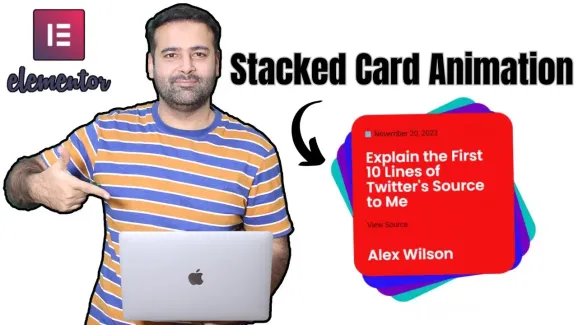 Image related to create stacked card scrolling effect animation in elementor.