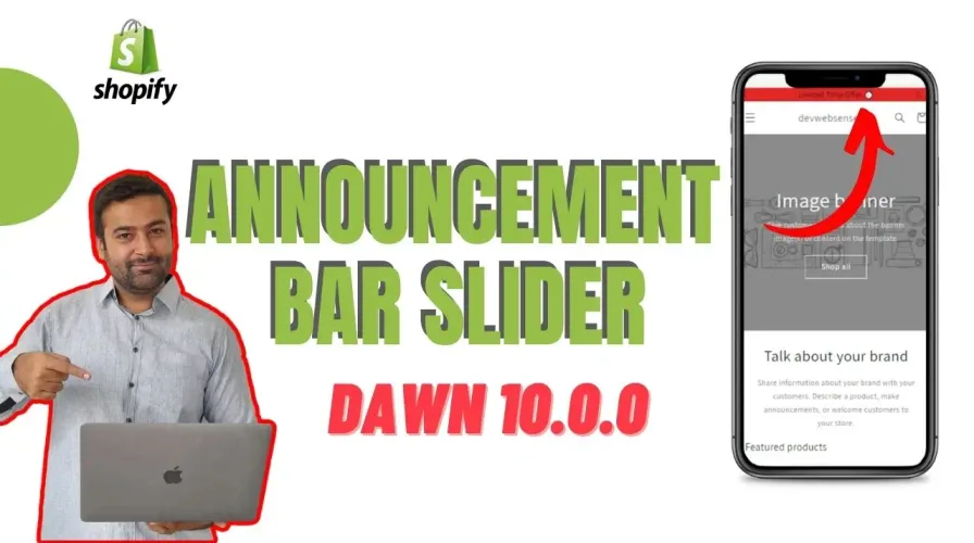How To Add Announcement Bar Slider – Shopify Dawn Theme