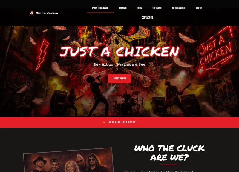 Just A Chicken band website
