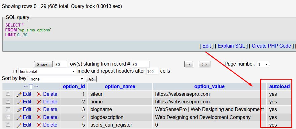 autoload field in WP_OPTIONS table (optimize database WordPress)