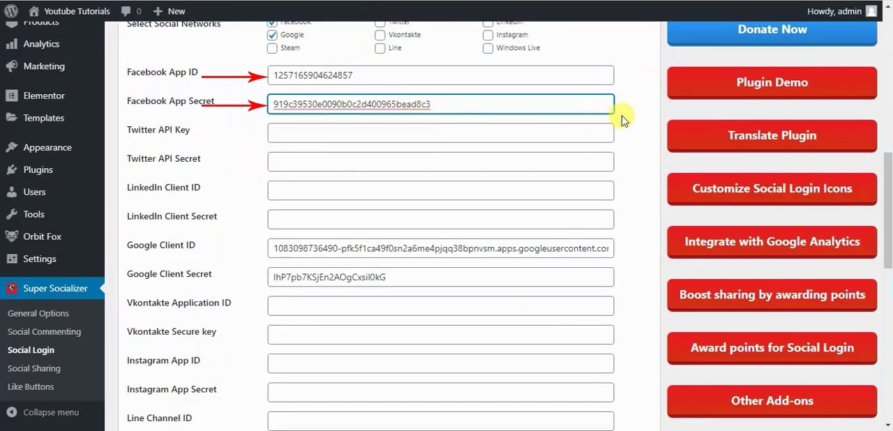 How to add Facebook & Google Social Login Buttons in WordPress? - With API  Generation ( Part 5/10 ) 