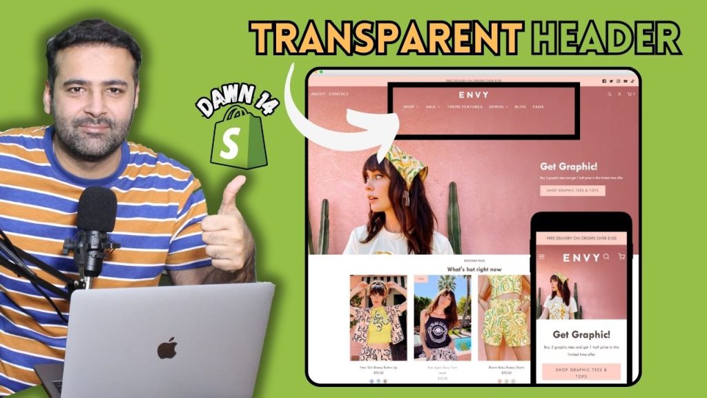 How To Make A Transparent Header in Shopify [Dawn V14]